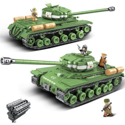 China DIY TOY Building Bricks Tank Toy 1068pcs Military Weapon IS-2M Heavy Tank Soldier Building Block LegoING Technic WW2 Tank Bricks for sale