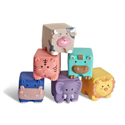 China Educational Toy Silicone Baby Soft Block Educational Building Blocks with Animal Shapes for sale