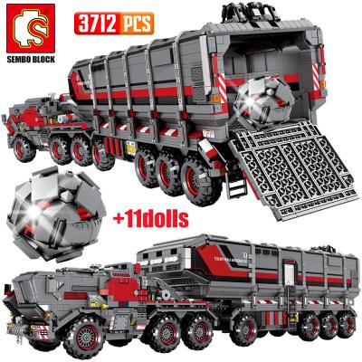 China DIY TOY SEMBO City Land Wandering Transporter Car Building Block Tank Cargo Van Transport Truck Bricks Boys Technic Military Toys for sale