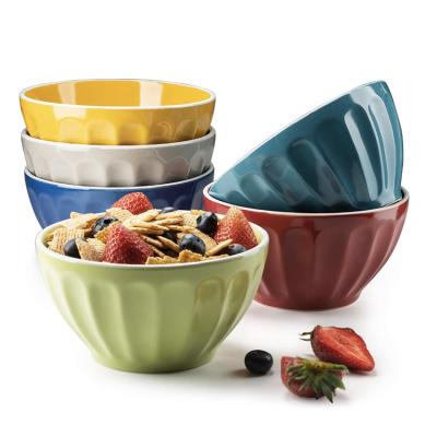 China Stocked Accept Clean Custom Pure Matte Color Household Restaurant Breakfast Milk Durable Ceramic Cereal Bowls for sale