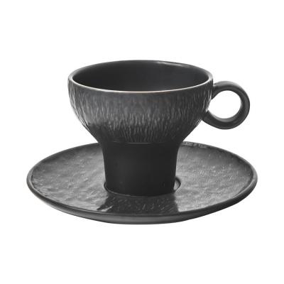 China Nordic Viable Professional Matte Ceramic Coffee Cup and Saucer Espresso Cups Set Unique Teacup with Saucer Set for sale