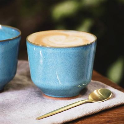 China Stocked custom porcelain espresso cup without handle design drinkware creative blue iced personalized mini coffee cup for sale