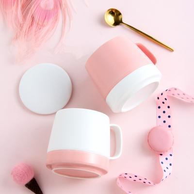 China Viable Counple High Quality Pink Pottery Ware Ceramic Coffee Mugs for sale