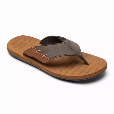 China Fashion Trend OEM men's business style slides wholesale summer open toe thong slippers beach sandals casual leather flip flops for sale