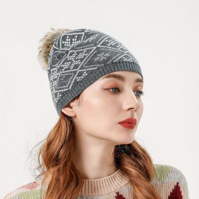 China COMMON Fashion Knitted Winter Hats Skull Beanie With Pompom Designers for sale