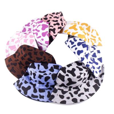 China Picture Fashion Animal Pattern Fisherman Hat Cow Print Women Adjustable Bucket Hat for sale