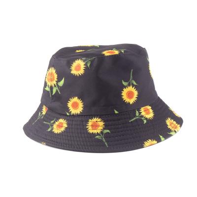 China Picture Factory Customized High Quality Adults Daisies Bucket Hat Black Printed Fishing HAT for sale