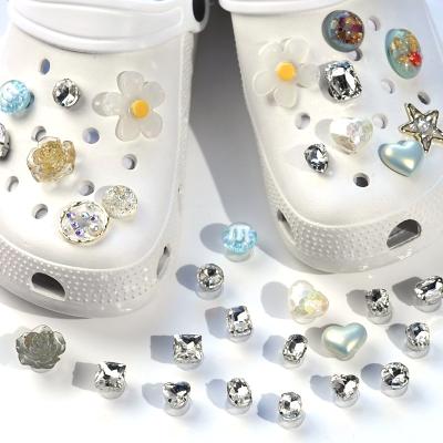 China Custom crystal designer bling rhinestone diamond pvc clog charms luxury shoe charms volume for jewelry making mixed for sale