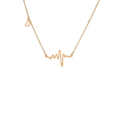 China Wholesale Gold Plated Chain Jewelry Necklace Neckerchief Electrocardiogram Gifts CLASSIC Heartbeat Statement Heart Pendant Necklace Nurse for sale