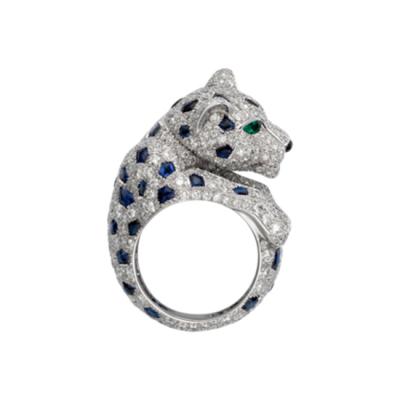 China Panthere DE Cartier ring Platinum, diamond, sapphire, emerald, onyx Factory for sale