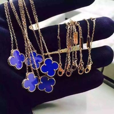 China Van Cleef Arpels Vintage Alhambra pendant 18K  gold Blue glaze ceramics,free shipping,factoryprice, wholesale, hot selli for sale