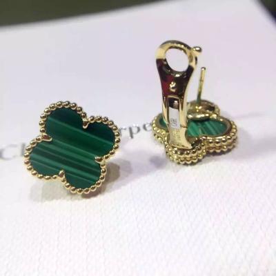 China Van Cleef & Arpels Most Popular Vintage Alhambra earrings, 2 motifs, 18K yellow gold, malachite.VCARO3QL00 for sale