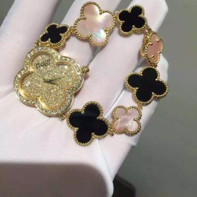 Chine van cleef et or du cru Alhambra18K d'arpels avec la montre naturelle de bijoux de diamants à vendre