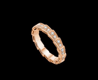 China Bvlgari Serpenti wedding band in 18kt pink gold with pavé diamonds Ref. AN856980 for sale