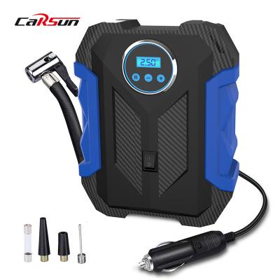 China 12 Volt Car Tire Inflator Air Compressor Portable Blue Car Compressor Emergency Light for sale