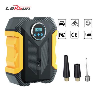 China Emergency light CARSUN 139907 multifunctional portable car air compressor pump 12v powered tire inflator for car for sale