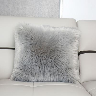 China Wholesale Viable Home Soft Plush Wool Long Hair Plain Decor Plain Decor Faux Fur Pillow Cases for sale