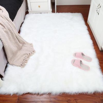 China New Washable Pure White Sheepskin Plush Fur Blankets Faux Fur Rug for sale