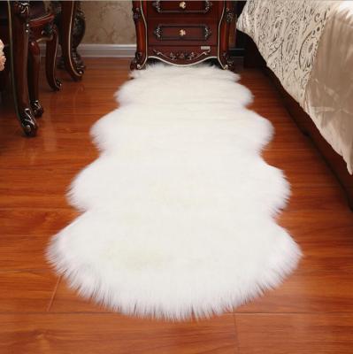 China Traditional Square Shape Pure White Sheepskin Household Faux Fur Blanket for sale