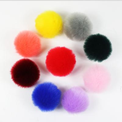 China Eco - Friendly Attachable Pompom Ball 8cm Diameter Faux Rabbit Fur Pompom for sale