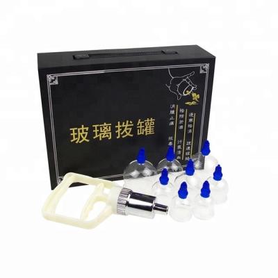 China Body Therapy Equipment Glass Cupping Set With Pumping Handle for sale