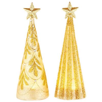 China Europe Christmas Tree Mercury LED Glass Christmas Gold Antique Decoration for sale