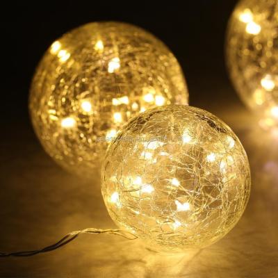 China China Popular Glass Crackle Balls With 3 Size Warm White LED Light for sale