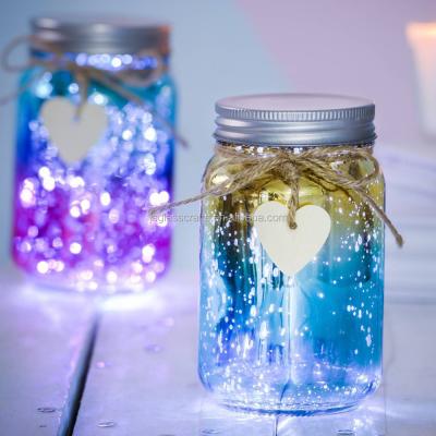 China Sparkle LED Ombre Glass Jar, Ombre Glass Jar With Led Light, Fairy Led Lamp for sale