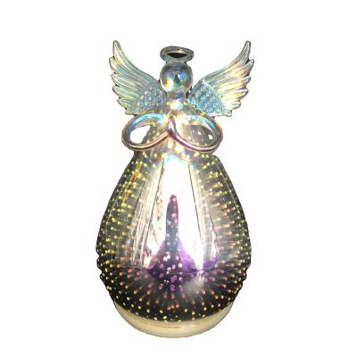 China Wholesale Blown Glass Plated Angel With Led Light Christmas Angel Ornaments for sale