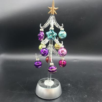 China 2020 new led glass Christmas tree with Christmas balls, led lights Christmas tree for sale