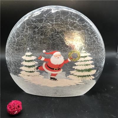 China Hot Sale Glass Split Shaped Glass Ball Christmas Decoration With Snowman for sale