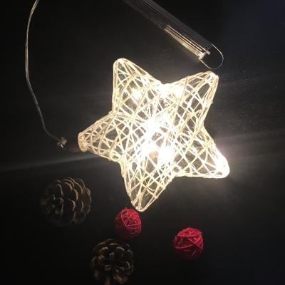 China 2020 New Battery Operated Hanging Glass Stars Christmas Decorative Glass LED Glass Lights for sale