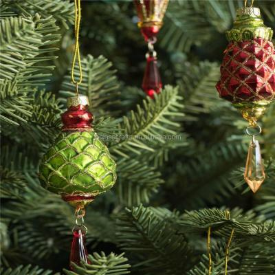 China 2017 New Product Europe Christmas Gables Shaped Hanging Glass Ornaments For Christmas Tree Decoration for sale