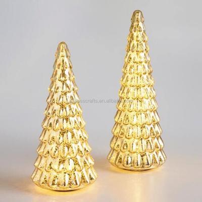 China Mercury Hand Blown Glass Christmas Tree in Gold for sale