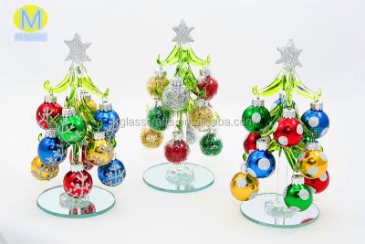 China Glass Mini Crystal Tree With Multi Color Ornament Balls , Glass Christmas Tree Decoration for sale