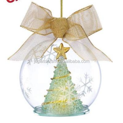 China Glass Clear Colored Changing Glass Led Hanging Ball With Different Baubles Inside for sale