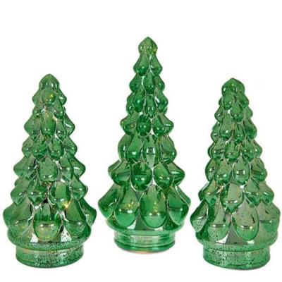 China Glass Set / 3 Lead Glass Christmas Tree Illuminated Mercury Glass Tree for sale