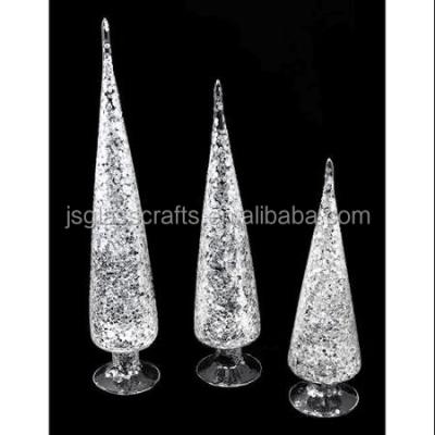 China Silver Glass-to-Glass Christmas Tree, Table Top Glass Trees / Set of 3 for sale