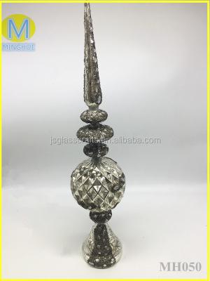 China Vintage Mercury Glass Ornaments Silver Tree Topper, Christmas Tree Decoration for sale