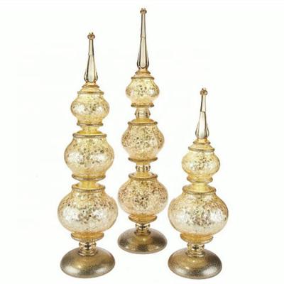 China Stunning Decorative Christmas Sparkle Glass Topper Glitter Glass Tree Light Set by 3 for sale