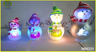 China Christmas LED Light Glass Snowman with Hats for Decoration, 4 Sizes for sale