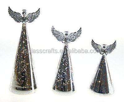 China Glass Light Up New Product Silver Glass Christmas Angel Decorations , Lead Glass Angel for sale