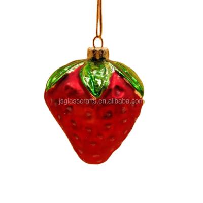 China glass strawberry 80*68*39 mm, glass fruit ornament, Christmas tree ornament decoration 14 for sale