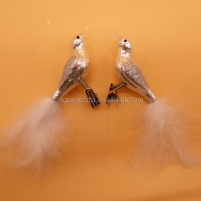 China China Glass Bird Ornament In Silver 80*68*40 Mm for sale