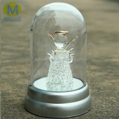 China Wholesale glass glass dome with led light and angel inside for sale