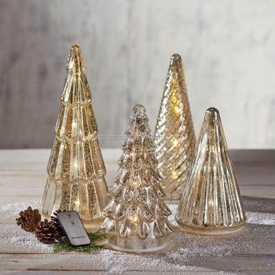 China Glass 4 Different Styles Of Glass Christmas Tree Lights , Glass Led Shaped Tree Light for sale