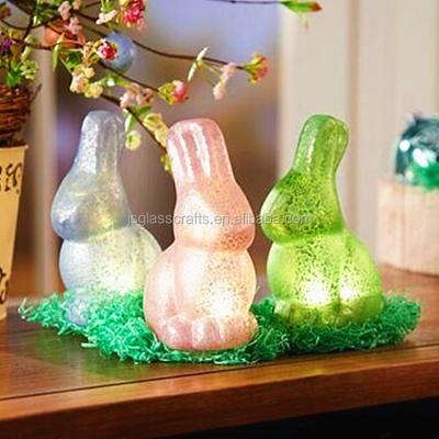 China Mercury modern glass table light with different color frosted glass bunnies for sale