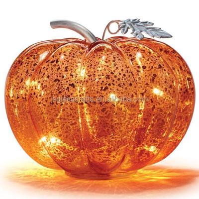 China China Clear Mercury Glass Pumpkin With Led Lights Halloween Decorative Glass Pumpkin for sale