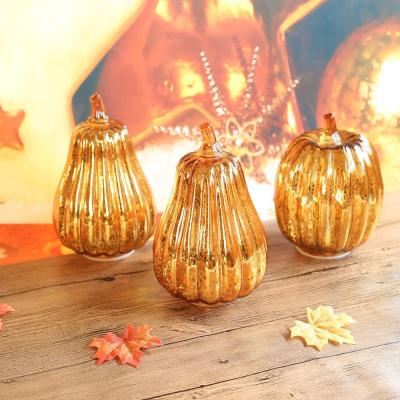 China Wholesale Halloween Decorative Glass Pumpkins With Led Light for sale