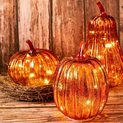 China The glass manufacturers the direct sale of the indoor decorations of the pumpkin LED lamp of the glass LED lamp decorations for sale